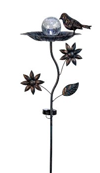Solar lamp with bird as garden stick