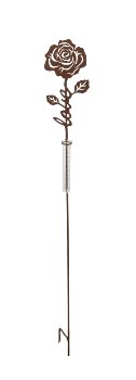 Metal rose rust with raingauge on stick