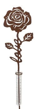 Metal rose rust with raingauge on stick