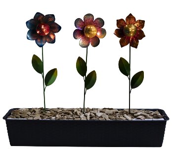 Metall-Blumen mit Solar-Licht als