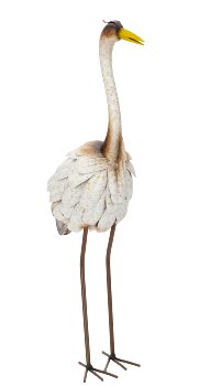 Metal heron in white/brown h=63cm