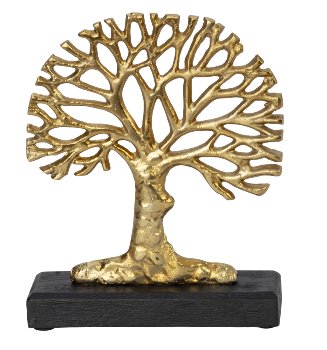 Lebensbaum gold auf schwarzem Holzsockel