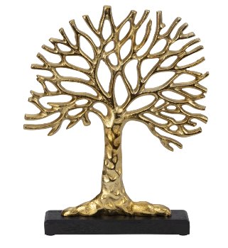 Lebensbaum gold auf schwarzem Holzsockel
