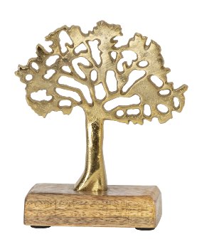 Lebensbaum gold auf Holzsockel