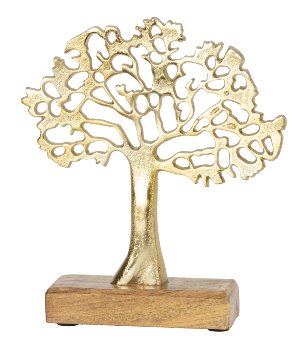 Lebensbaum gold auf Holzsockel