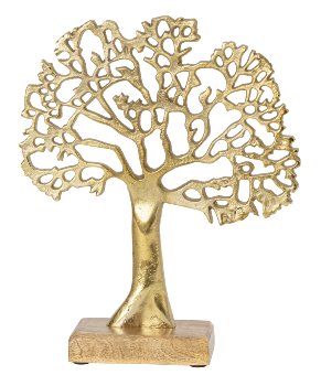 Lebensbaum gold auf Holzsockel