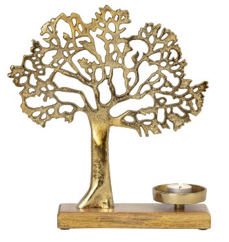 Family tree gold on wooden base with