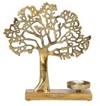 Family tree gold on wooden base with