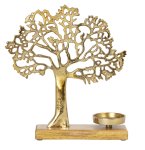 Family tree gold on wooden base with