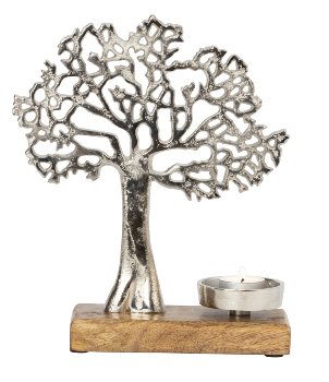 Family tree silver on wooden base with