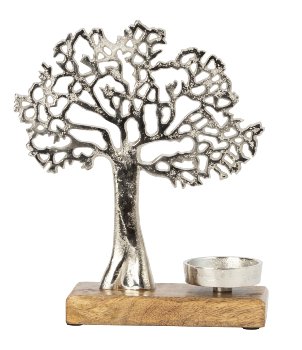 Family tree silver on wooden base with
