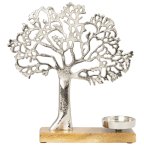 Lebensbaum silber auf Holzsockel mit