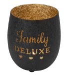 Metal T-light holder black/gold "Family"