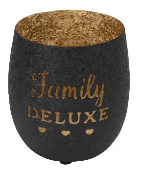 Metal T-light holder black/gold "Family"