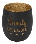Metal T-light holder black/gold "Family"