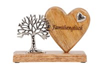 Wooden heart with metal tree on wooden