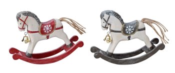 Wooden rocking horse with bell red &