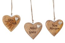 Wooden heart decoration for hanging