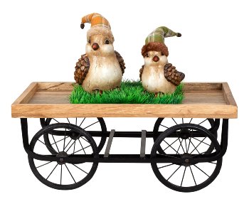 Wooden cart big h=21,5cm, 50,5x30cm