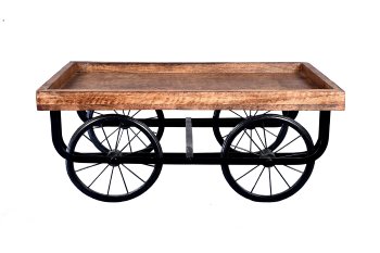 Wooden cart big h=21,5cm, 50,5x30cm