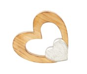 Wooden heart with silver heart for