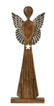 Wooden angel with silver wings & star