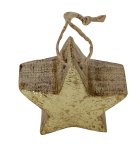 Holzstern mit Goldfolie 5x5cm mit Schnur