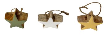 Holzsterne grün, beige und weiß 5x5cm
