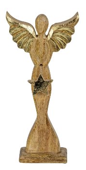 Wooden angel with gold wings and gold