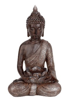 Buddha sitzend braun mit Teelichthalter