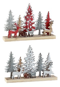 Holz-Winterlandschaft mit Rehen h=13,5cm