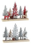 Wooden winter landscape with deers