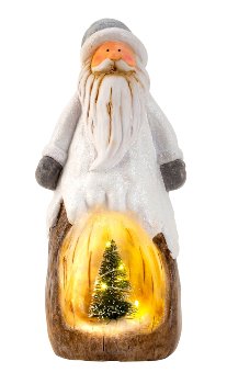 Santa with lighted tree h=27,5cm w=12cm