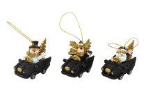 Weihnachtsfiguren in Auto schwarz/gold