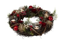 Advent wreath round in red/green/brown