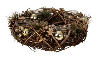 Advent wreath round in gold/brown for