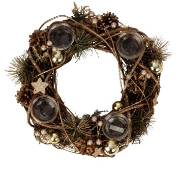 Advent wreath round in gold/brown for