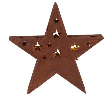 Metal star rusty with LED-light h=29,5cm