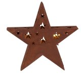 Metal star rusty with LED-light h=29,5cm