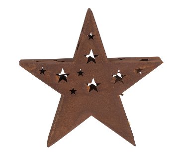 Metal star rusty with LED-light h=29,5cm