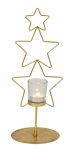 Metal star decoration gold with tealight