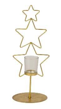 Metal star decoration gold with tealight