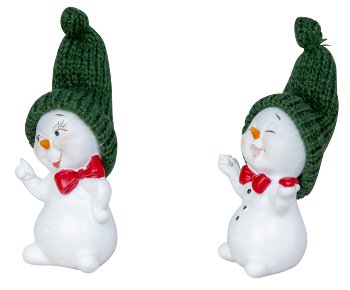 Cute snowman with dark green hat