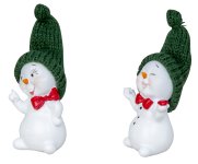 Cute snowman with dark green hat