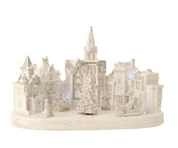 winter landscape village with LED h=27cm