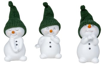 Niedliche Schneemänner stehend mit