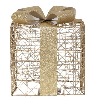 Beleuchtetes (warmweiß) Geschenk gold