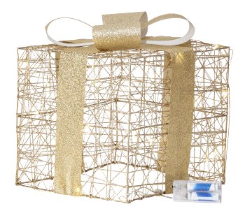 Beleuchtetes (warmweiß) Geschenk gold