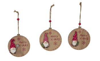 Xmas wooden hanger round with sleeping