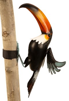 Metal toucan with holder for hanging on